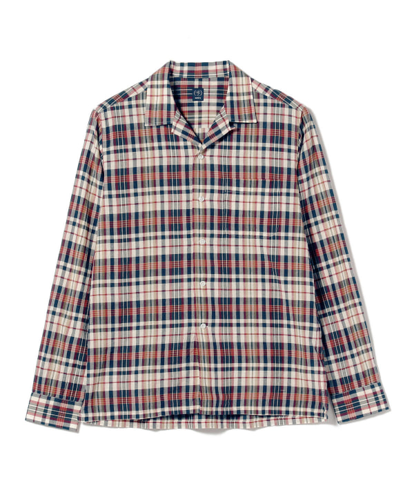 BEAMS F [Outlet] BEAMS F / Madras check open collar shirt BEAMS