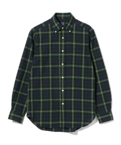 ▲BEAMS F / コットンリネン タータンチェック ボタンダウンシャツ