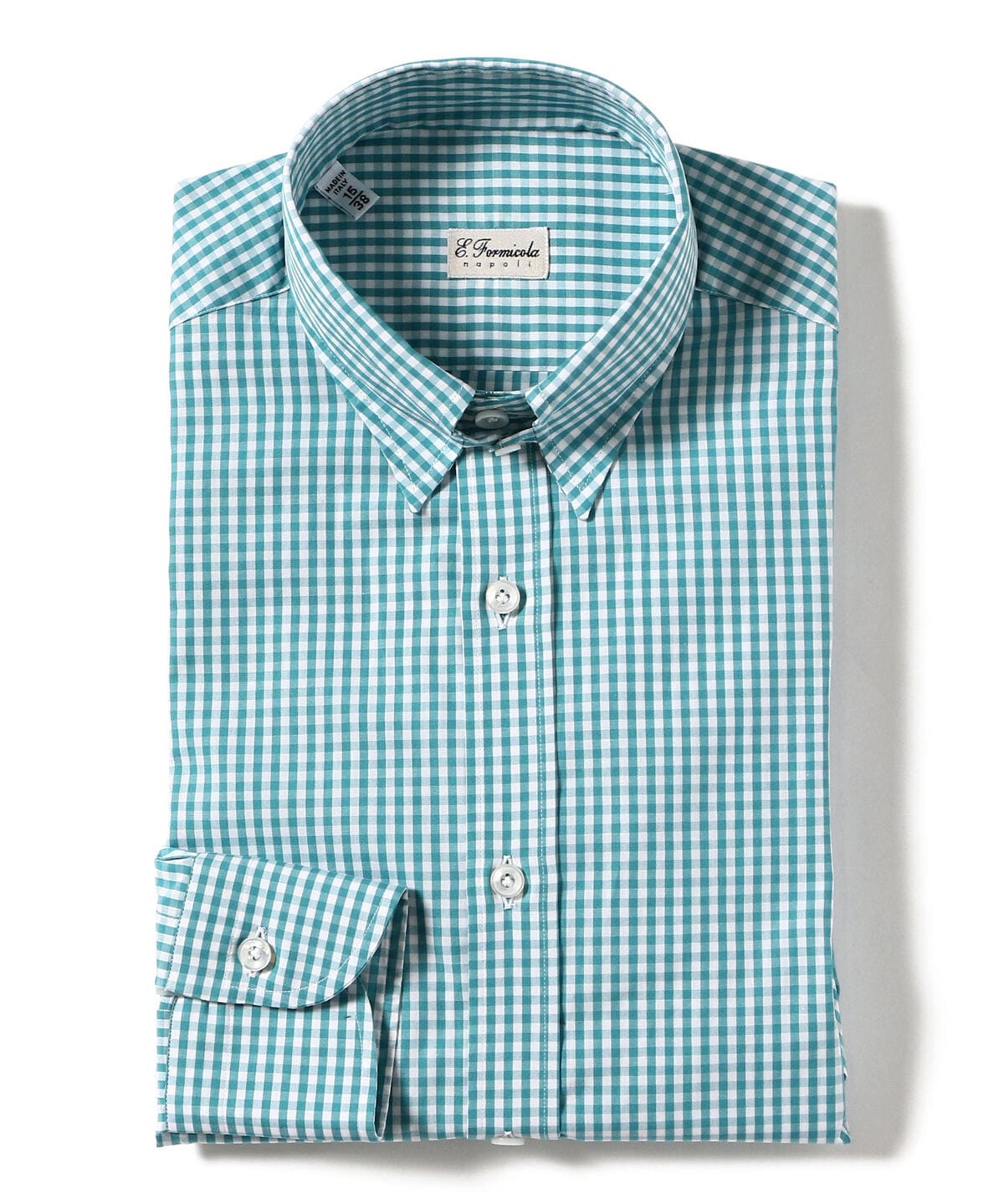 【新品未使用】ERRICO FORMICOLAネイビーコットンチェックシャツ39ドレスからカジュアルまで幅広く