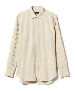 ■BERNARDO GIUSTI × BEAMS F / コットンリネン ストライプ レギュラーカラーシャツ