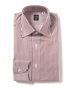 ▲BEAMS F / ツイルストライプ セミワイドカラーシャツ