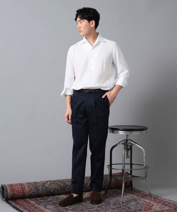 Maria Santangelo BEAMS F シャンブレープルオーバーシャツ BEAMS F（ビームスF）Maria Santangelo / POLOJP リネン プル