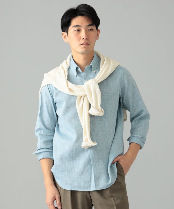 BEAMS F（ビームスF）コットンリネン ヘリンボーン プルオーバー