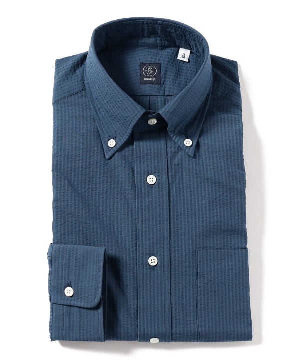 BEAMS F (BEAMS F) BEAMS F / Indigo Seersucker Button-Down Shirt 