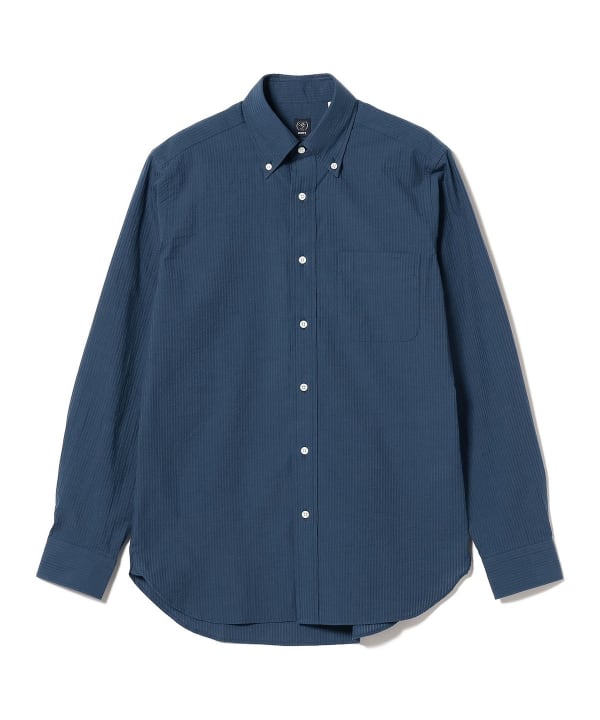BEAMS F (BEAMS F) [6/27 New Price Reduction] BEAMS F / Indigo Seersucker  Button-Down Shirt (Shirt / Blouse Dress Shirt) | BEAMS