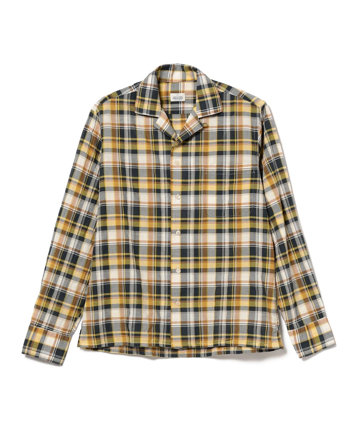 【別注】ALESSANDRO GHERARDI アレッサンドロ ゲラルディ / ISCHIA ワイドチェック オープンカラーシャツ シャツ・ブラウス MEN YELLOW/920 M 【別注】ALESSANDRO GHERARDI アレッサンドロ ゲラルディ / ISCHIA ワイドチェック オープンカラーシャツ シャツ・ブラウス MEN YELLOW/920 M