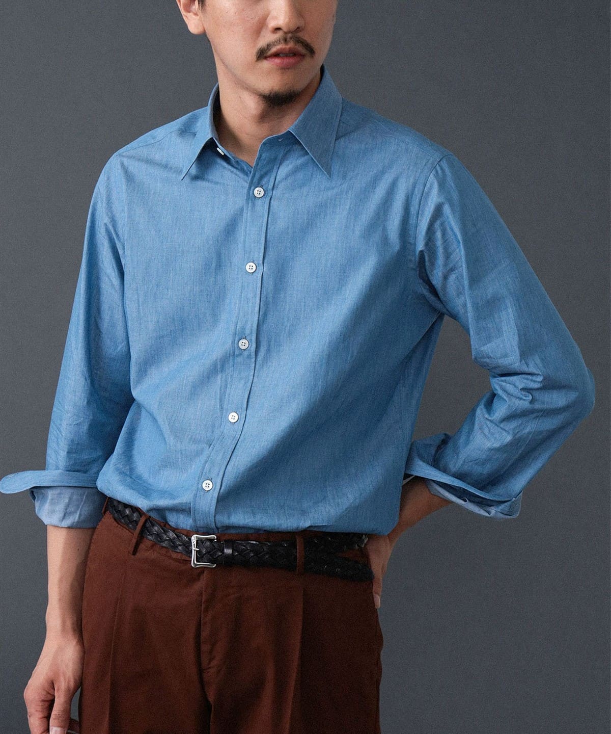 BEAMS F（ビームスF）コットン シャンブレー レギュラーカラー