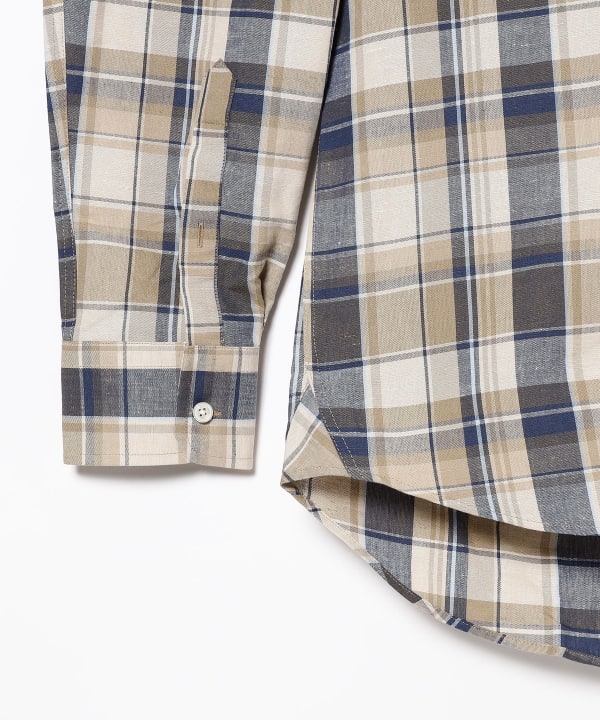 Beams F ビームスエフ｜ブラウン グレンチェック｜ウール×コットン×リネン Beams F ビームスエフ｜ブラウン グレンチェック｜ウール