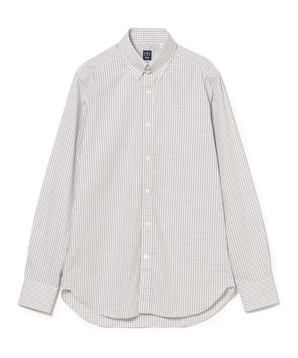 BEAMS F（ビームスF）コットン グレーチェック タブカラーシャツ