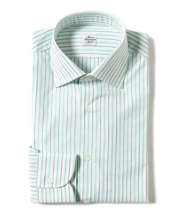 【新品40】Maria Santangelo /ストライプ ワイドカラーシャツ BEAMS F（ビームスF）【タイムセール】【別注】Maria Santangelo