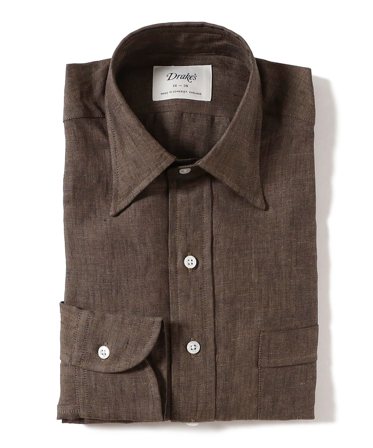 【別注】Drake's ドレイクス / リネン ソリッド レギュラーカラーシャツ シャツ・ブラウス MEN BROWN/26 40 【別注】Drake's ドレイクス / リネン ソリッド レギュラーカラーシャツ シャツ・ブラウス MEN BROWN/26 40