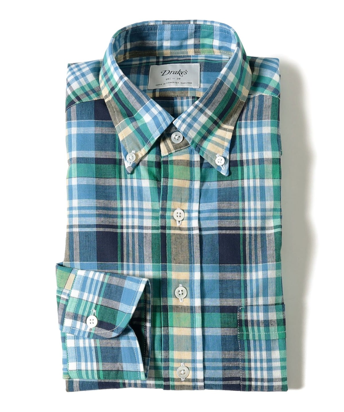 【別注】Drake's ドレイクス / ブルー マドラスチェック ボタンダウンシャツ シャツ・ブラウス MEN BLUE/650 41 【別注】Drake's ドレイクス / ブルー マドラスチェック ボタンダウンシャツ シャツ・ブラウス MEN BLUE/650 41