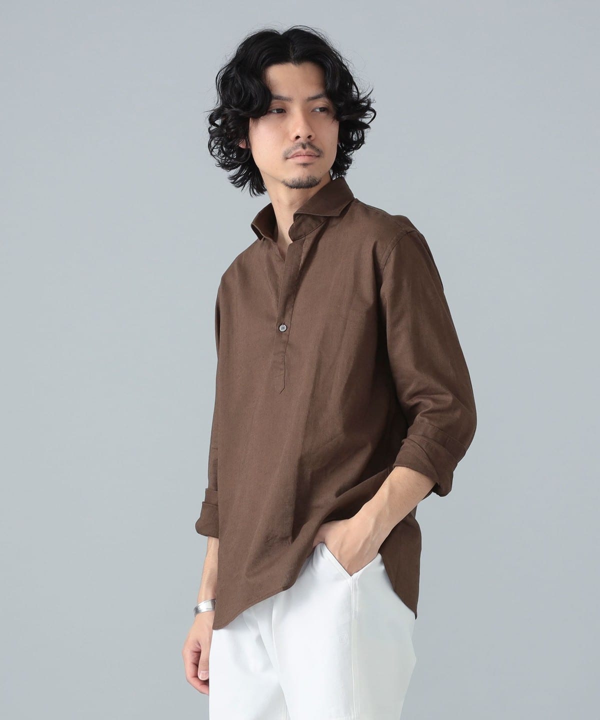ORIAN オリアン / リネンコットン プルオーバー シャツ シャツ・ブラウス MEN BROWN/60 S ORIAN オリアン / リネンコットン プルオーバー シャツ シャツ・ブラウス MEN BROWN/60 S