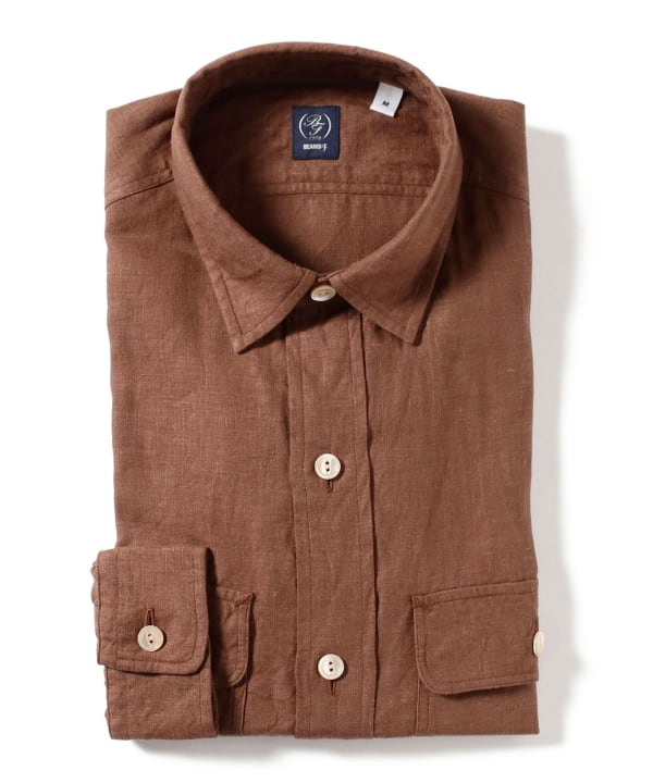 BEAMS F（ビームスF）リネン ダブルポケット ワークシャツ（シャツ
