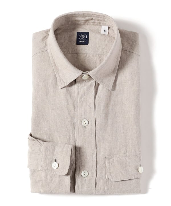 BEAMS F（ビームスF）リネン ダブルポケット ワークシャツ（シャツ