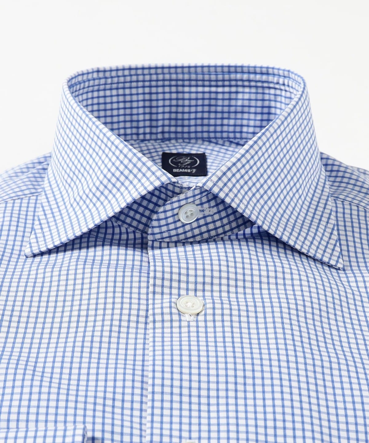 【美品】BEAMS F ワイドカラー チェックシャツ 38 ブルー BEAMS F（ビームスF）【タイムセール】グラフチェック ワイド
