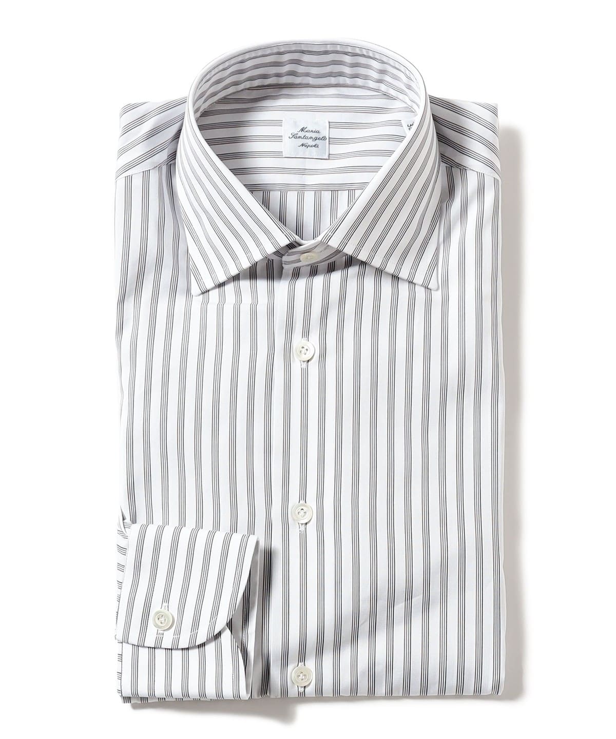【別注】Maria Santangelo マリアサンタンジェロ / ANDREA マルチストライプ ワイドカラーシャツ シャツ・ブラウス MEN WHITE*BRN*NVY/3 38 【別注】Maria Santangelo マリアサンタンジェロ / ANDREA マルチストライプ ワイドカラーシャツ シャツ・ブラウス MEN WHITE*BRN*NVY/3 38