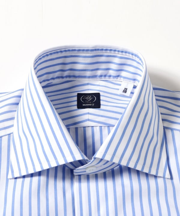 BEAMS F（ビームスF）コットン ブルー ロンドンストライプ ワイド