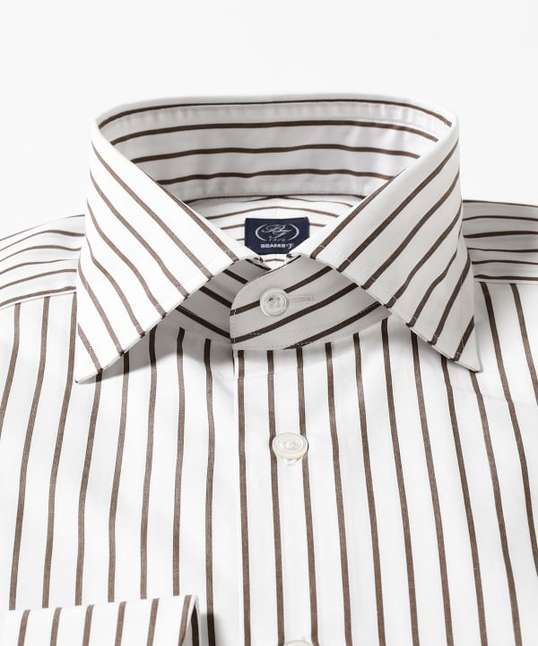 BEAMS F（ビームスF）コットン ブラウン ロンドンストライプ ワイド
