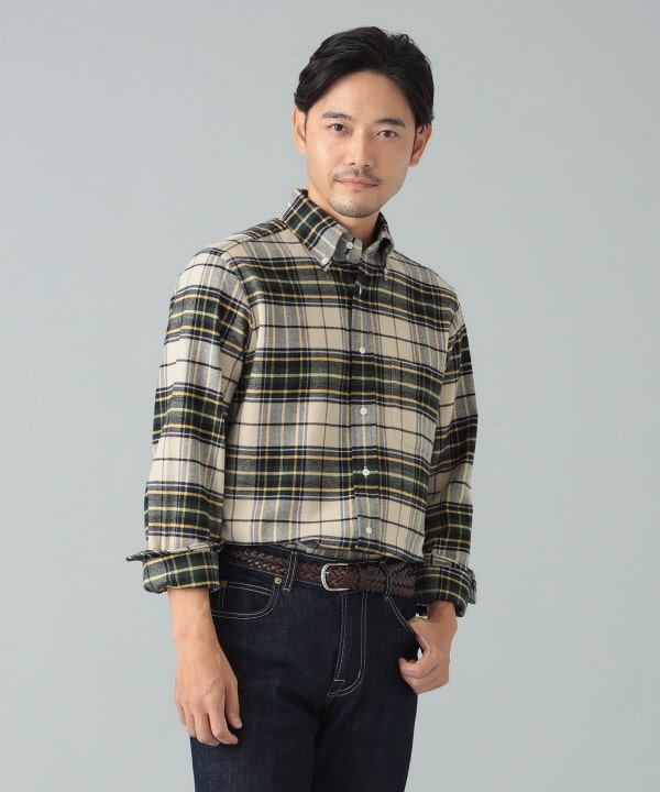 BEAMS F（ビームスF）コットンフランネル タータンチェック ボタン