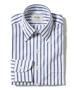 【別注】Drake’s / コットン ボールドストライプ レギュラーカラーシャツ