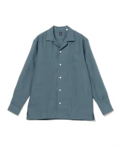 リネン ソリッド オープンカラーシャツ