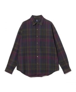 コットン パープル マドラスチェック ビックシャツ