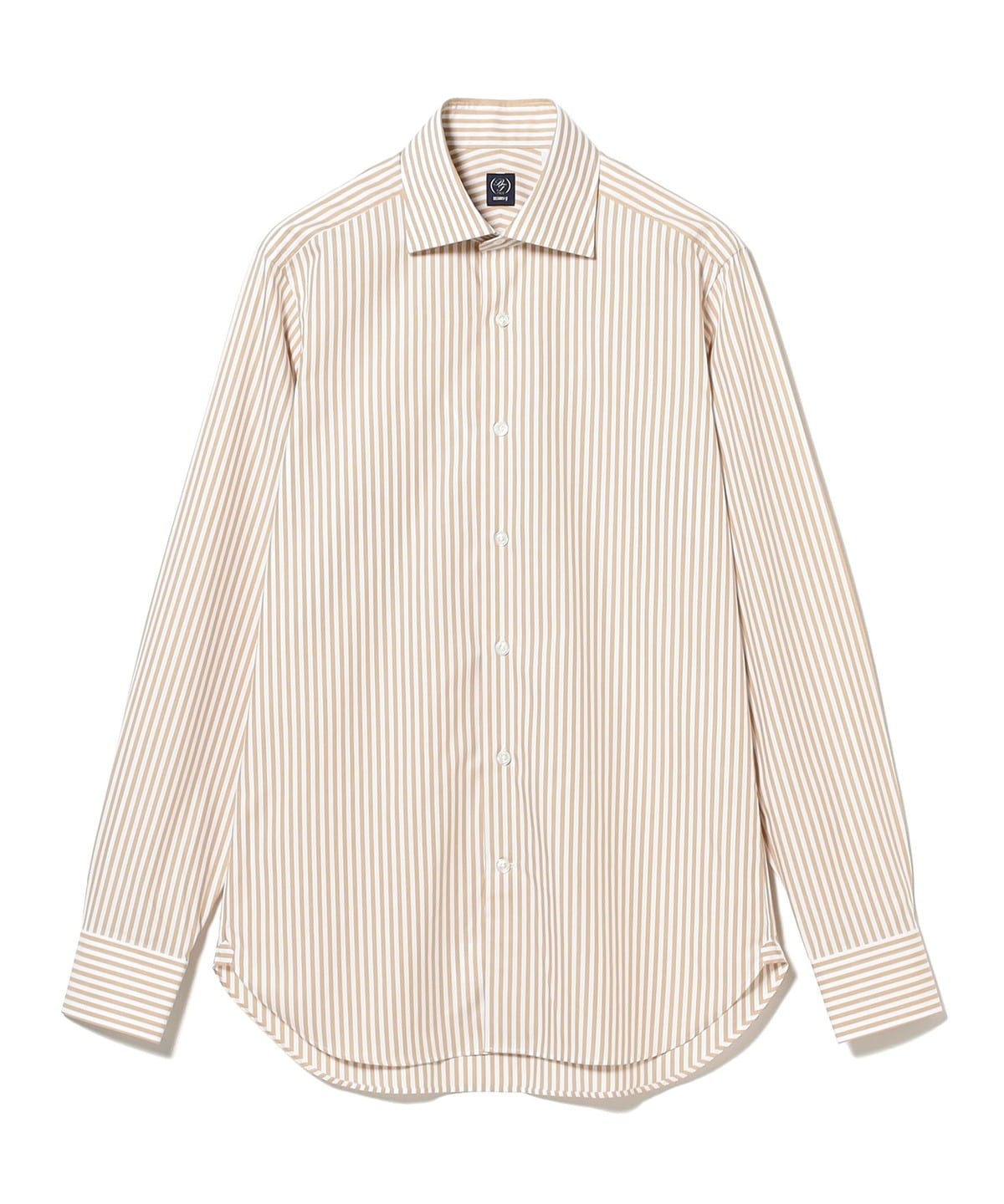 Drake’s BEAMS F 別注　ベージュ ツイル レギュラーカラーシャツ BEAMS F（ビームスF）コットン ベージュストライプ ワイドカラーシャツ
