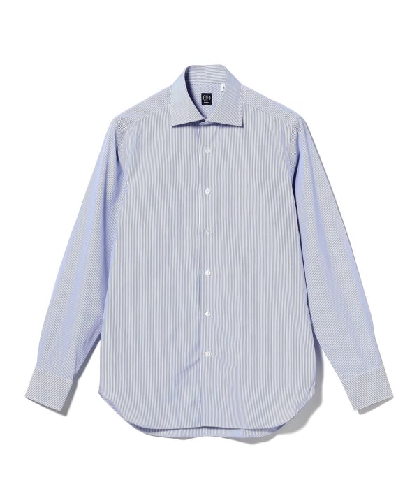 BEAMS F（ビームスF）コットン サックスブルー ストライプ ワイド