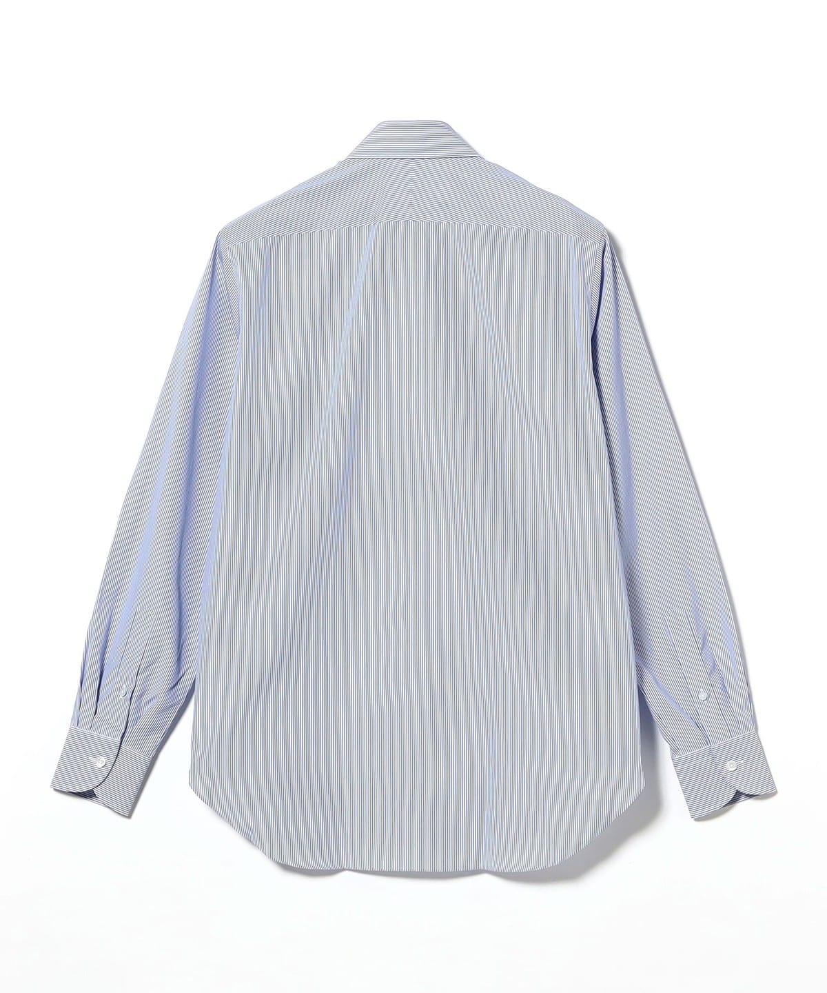 BEAMS F（ビームスF）コットン サックスブルー ストライプ ワイド