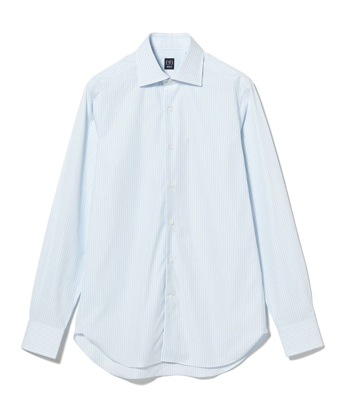 BEAMS F（ビームスF）コットン ブルー マルチストライプ ワイドカラー