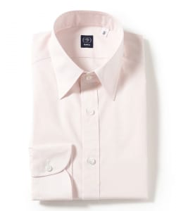 コットン ピンク ソリッド レギュラーカラー クレリック シャツ