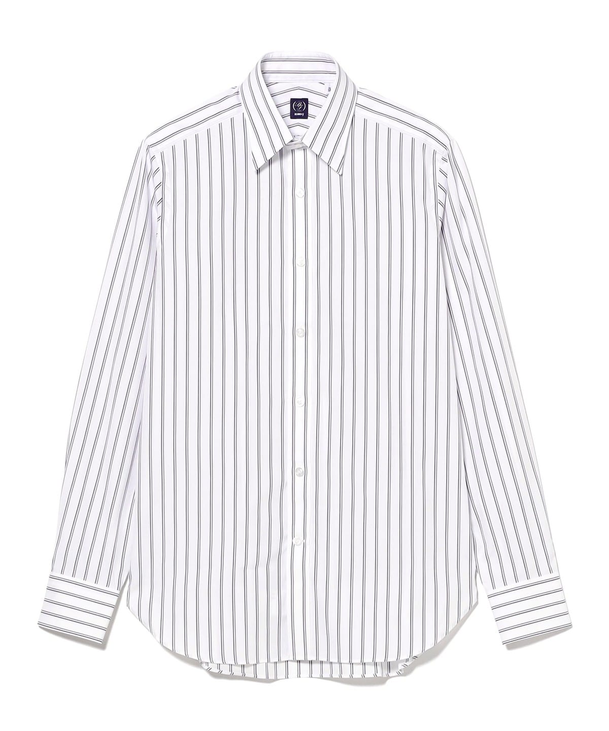 BEAMS F（ビームスF）コットン ネイビーストライプ レギュラーカラー