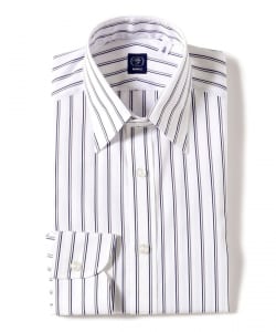 コットン ネイビーストライプ レギュラーカラーシャツ