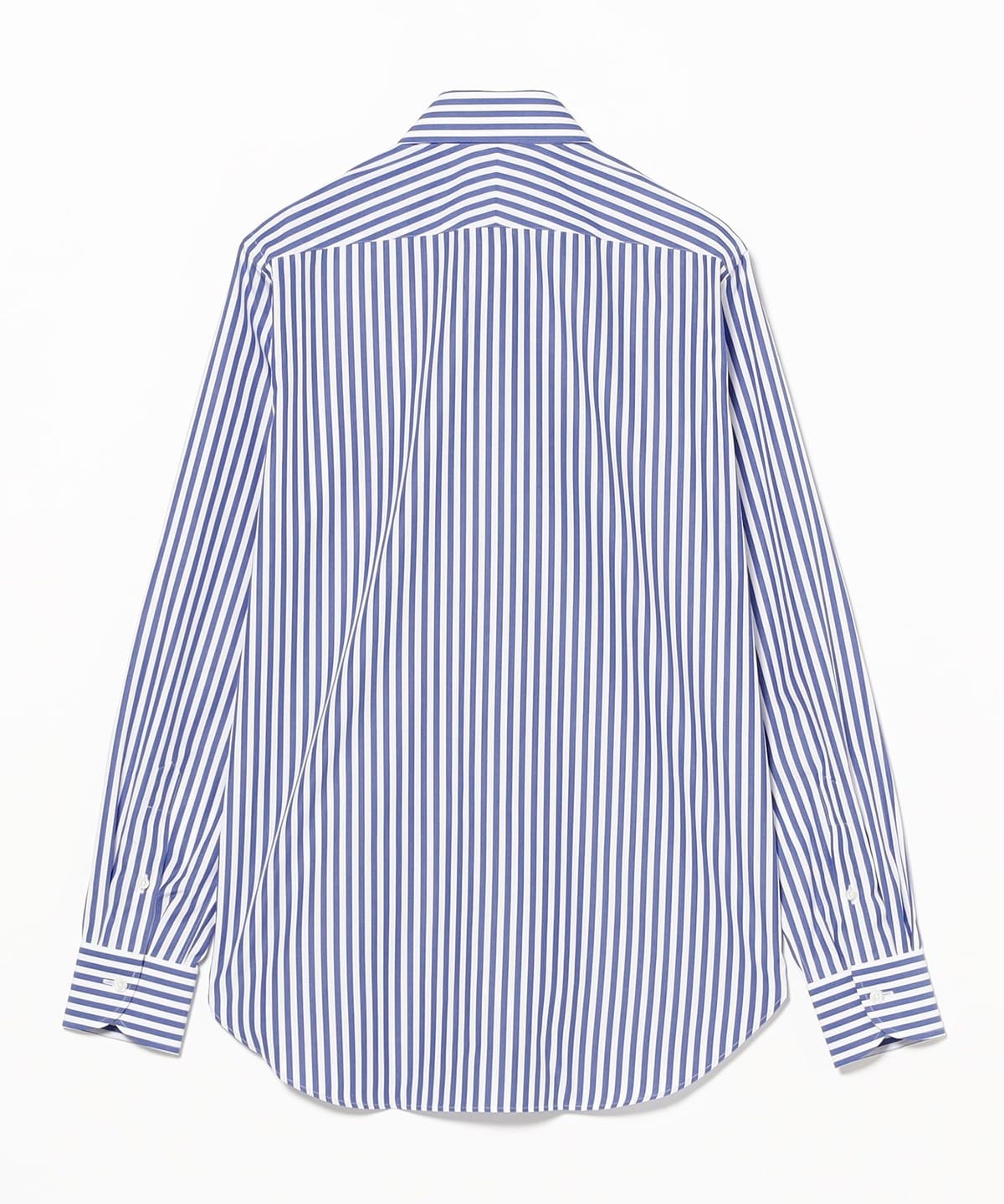 【新品/タグ付】BEAMS F ドレスシャツ ストライプ白×青 39 BEAMS F（ビームスF）コットン ブルー ストライプ ワイドカラーシャツ