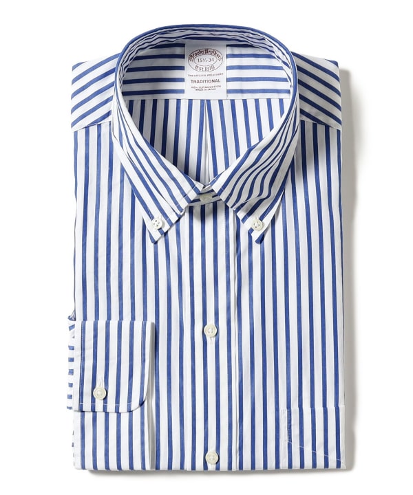 【別注】Brooks Brothers / スーピマコットン ブロード ストライプ ポロカラーシャツ
