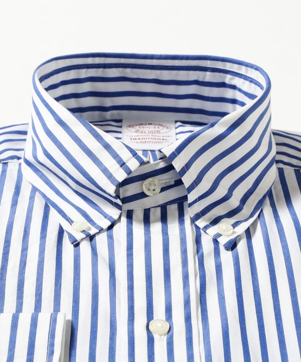 【別注】Brooks Brothers / スーピマコットン ブロード ストライプ ポロカラーシャツ