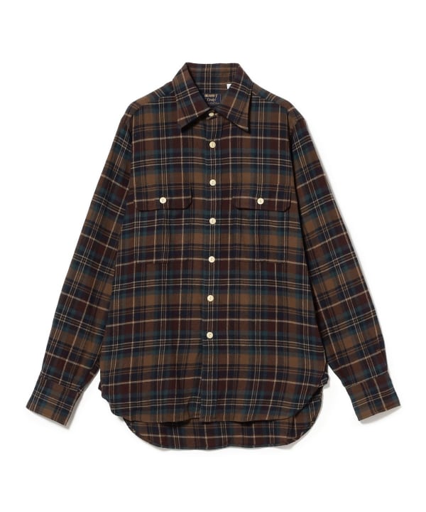 【別注】Drake’s × BEAMS F / コットン フランネル ダブルポケット シャツ