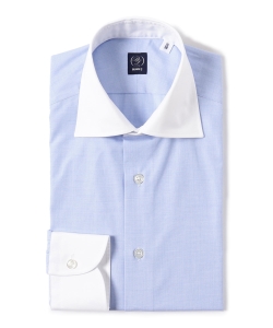 ▲BEAMS F / ハケメ ワイドカラー クレリックシャツ◎