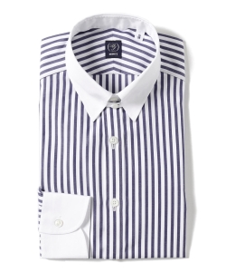 ▲BEAMS F / ロンドンストライプ クレリックタブカラーシャツ