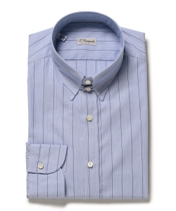 Errico Formicola / ヘアラインストライプ タブカラーシャツ