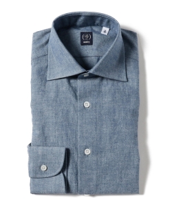 ▲BEAMS F / シャンブレー ワイドカラーシャツ