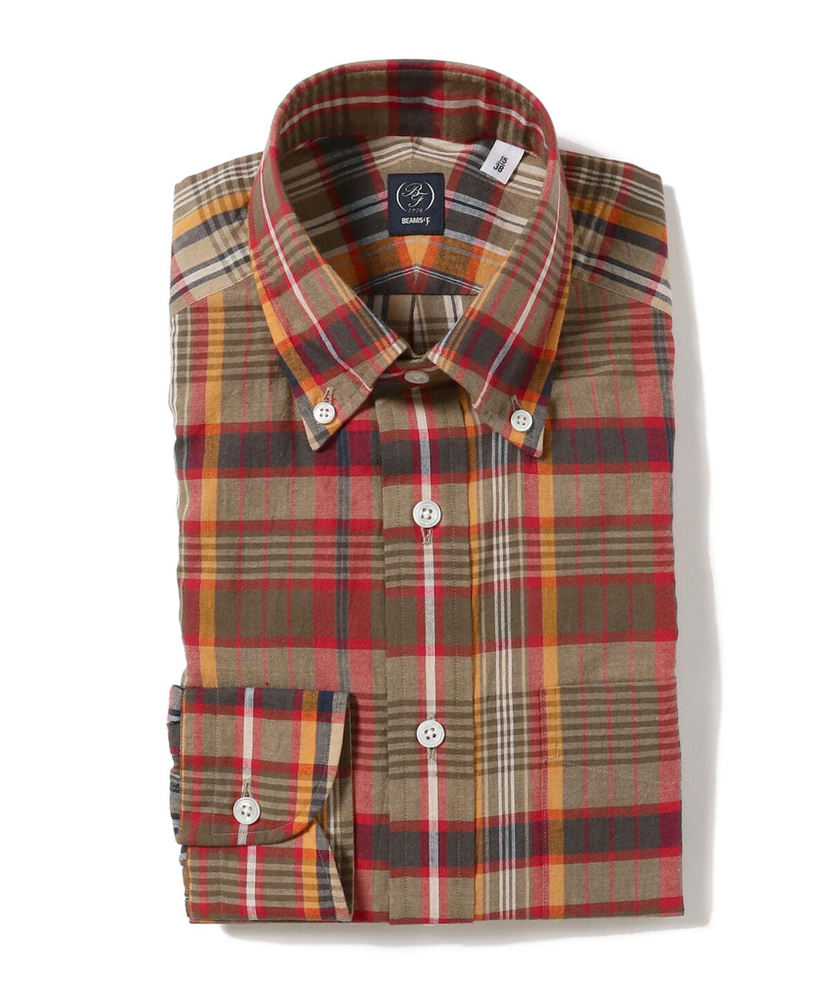 [Outlet] BEAMS F / Brown Madras Check Button Down Shirt