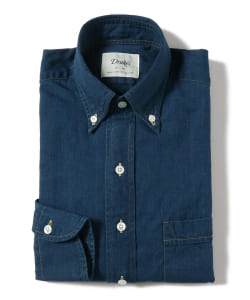 ▲Drake’s / 別注 コットンデニム ボタンダウンシャツ