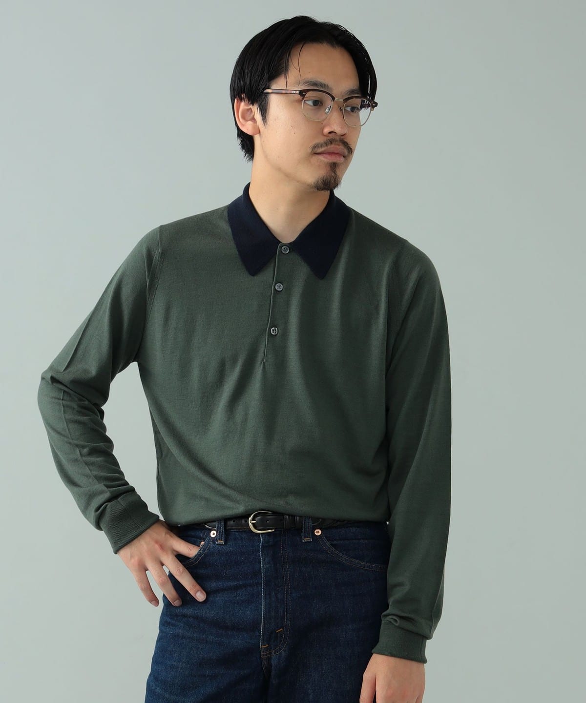 【別注】JOHN SMEDLEY ジョン スメドレー / 30ゲージ クレリック ニットポロシャツ シャツ・ブラウス MEN HILAND GREENxMIDNIGHT S 【別注】JOHN SMEDLEY ジョン スメドレー / 30ゲージ クレリック ニットポロシャツ シャツ・ブラウス MEN HILAND GREENxMIDNIGHT S