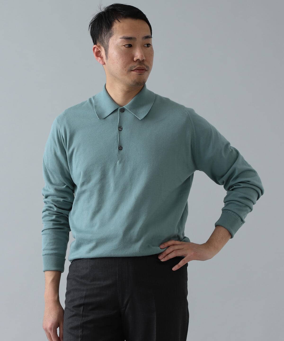 BEAMS F JOHN SMEDLEY / FINCHLEY 30 gauge knit polo shirt