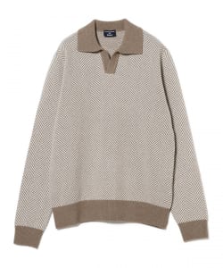 【別注】MORGANO / 7ゲージ ヘリンボーン柄 スキッパー ニット