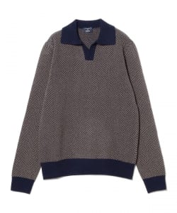 【別注】MORGANO / 7ゲージ ヘリンボーン柄 スキッパー ニット