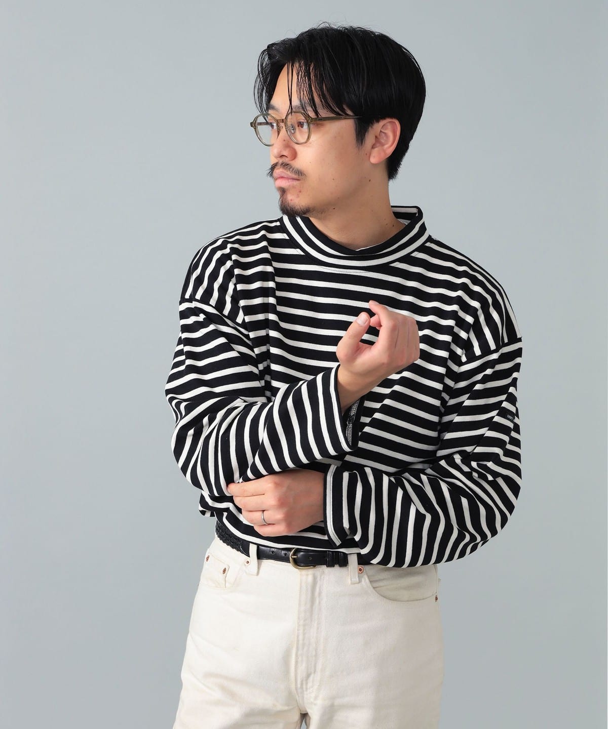 SAINT JAMES セントジェームス / ボーダー モックネック ロングスリーブ Tシャツ Tシャツ・カットソー MEN NOIR*ECRU 3 SAINT JAMES セントジェームス / ボーダー モックネック ロングスリーブ Tシャツ Tシャツ・カットソー MEN NOIR*ECRU 3