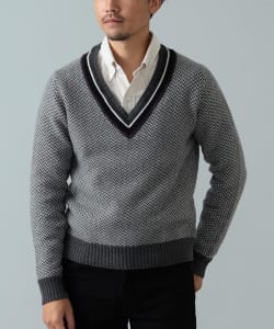 MORGANO × BEAMS F / 別注 ヘリンボーン Vネックニット